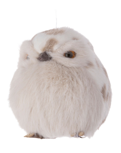 White spotted owl, plush orn/tabletop 3.5 ''
