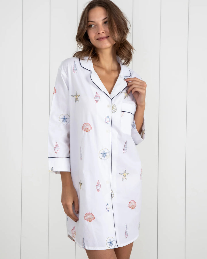 Embroidered Shells Sleep Shirt
