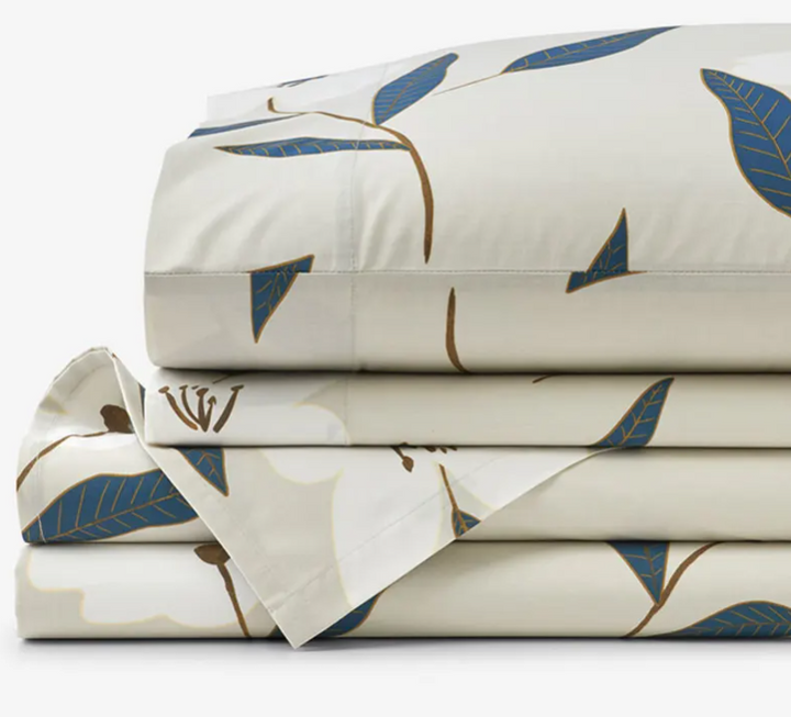 Plumeria Floral Percale Bed Sheet Set