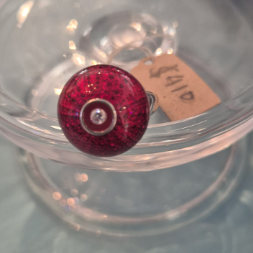 Ring Red Sea Urchins with cz Size 7.5