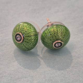 Studs Lime Green Sea Urchins with czs and G-F