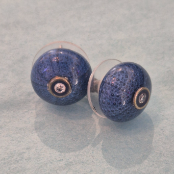 Studs Blue Sea Urchins with czs and Silver