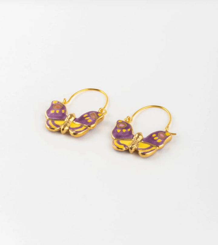 Figs And Flowers Open Wing Butterfly Earrings