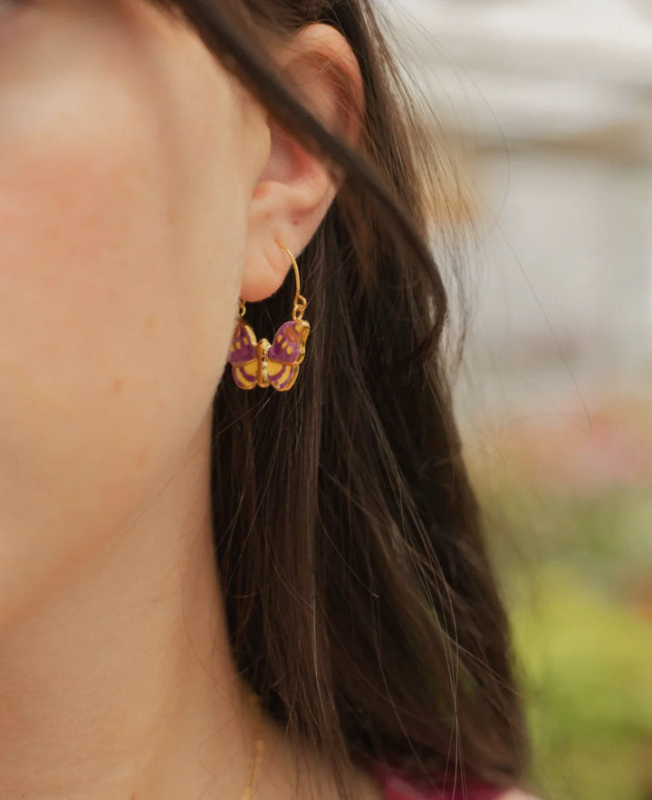 Figs And Flowers Open Wing Butterfly Earrings