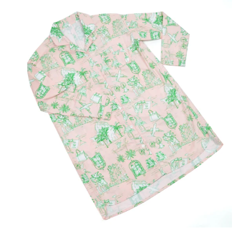 Sleep Shirt Pink Palm Beach