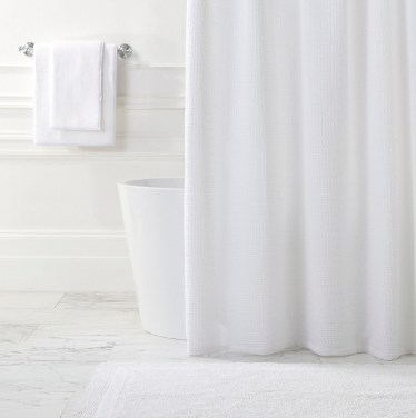 Shower Curtain Waffle White Matelassé