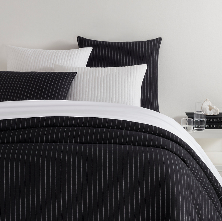 Chalk Stripe Matelassé Duvet Cover
