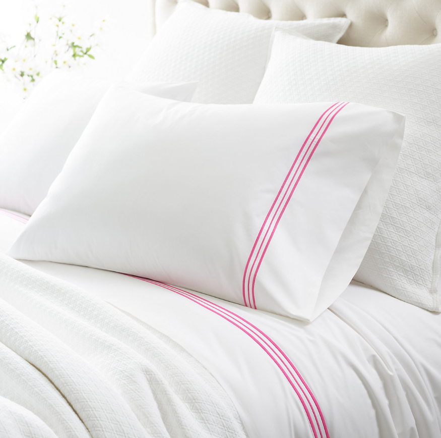 Embroidered Fuschia Sheet Set