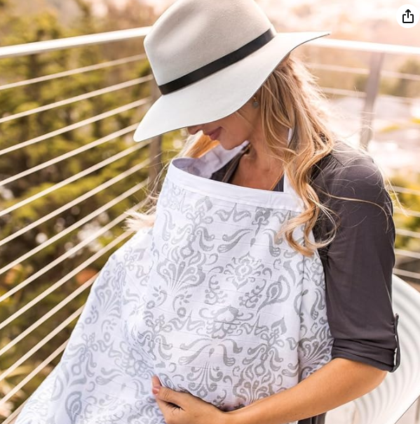 Atherton Muslin Nursing Cover and Matching Contoured Burp Clothes