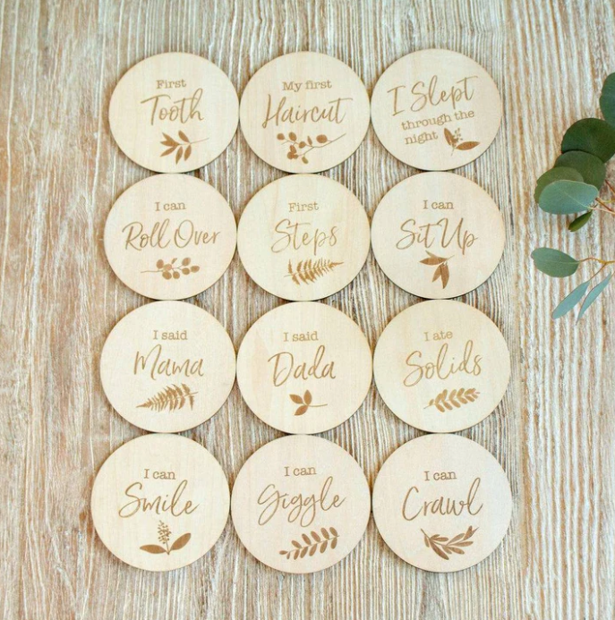 Baby's Firsts 12 piece Set Wooden Sayings Disc