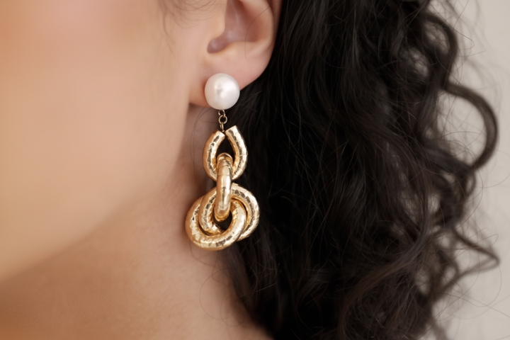 Liquid Gold Pearl Drop 18K Earrings