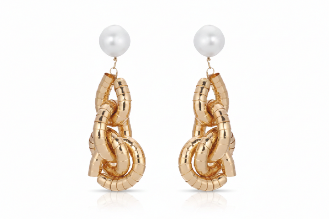 Liquid Gold Pearl Drop 18K Earrings