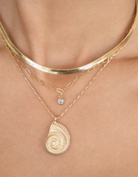 Nautilus Shell Pendant Layered 18K Necklace