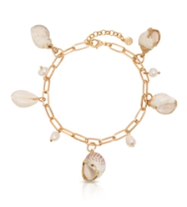 Paperclip Chain Shell Charm 18K Anklet