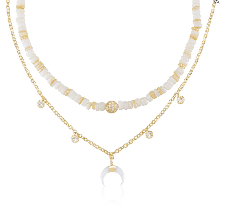Make Waves Layered Crystal 18K Necklace Set
