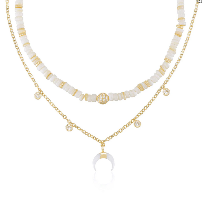 Make Waves Layered Crystal 18K Necklace Set