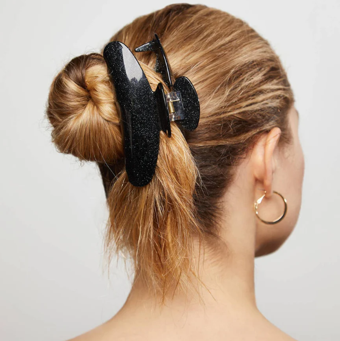 Black Glitter Recycled Plastic Claw Clip