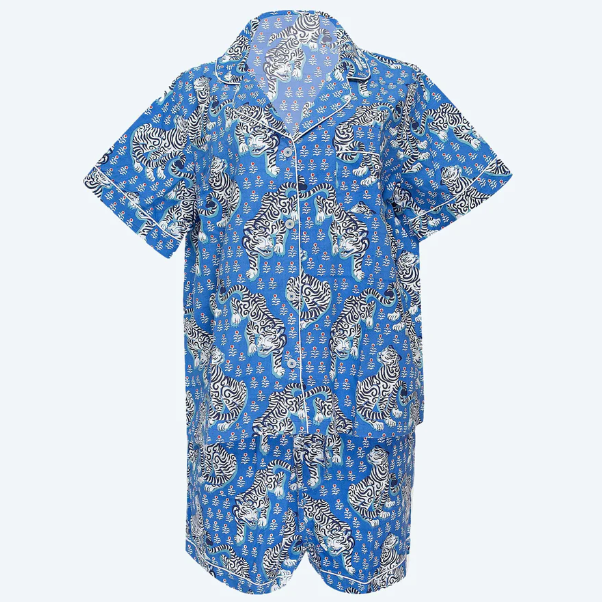 Tiger Queen Cornflower Short Pajama Set