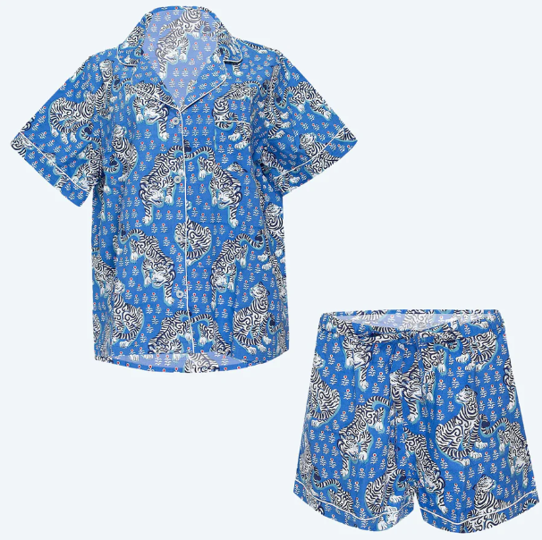 Tiger Queen Cornflower Short Pajama Set