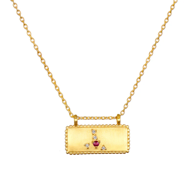 Cancer Ruby White Topaz Necklace