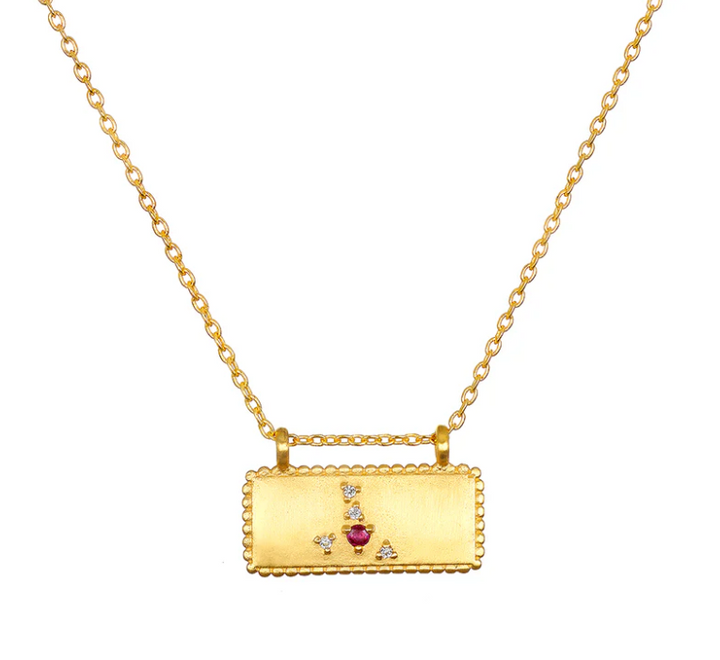 Cancer Ruby White Topaz Necklace