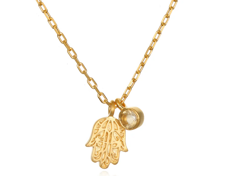 Citrine Gold Hamsa Necklace
