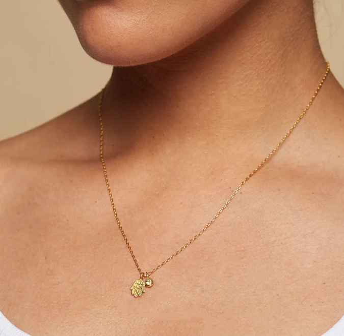 Citrine Gold Hamsa Necklace