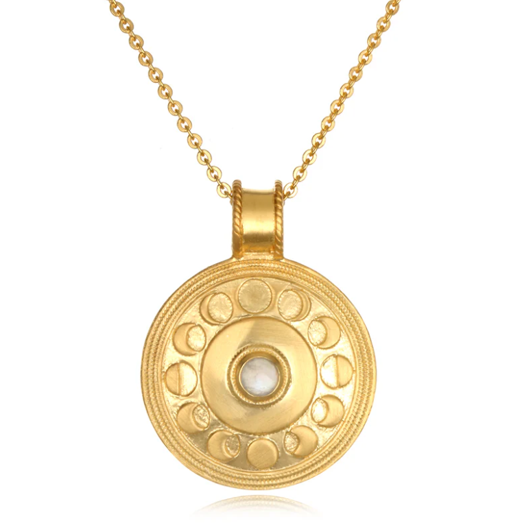 Moonstone Gold Moon Necklace