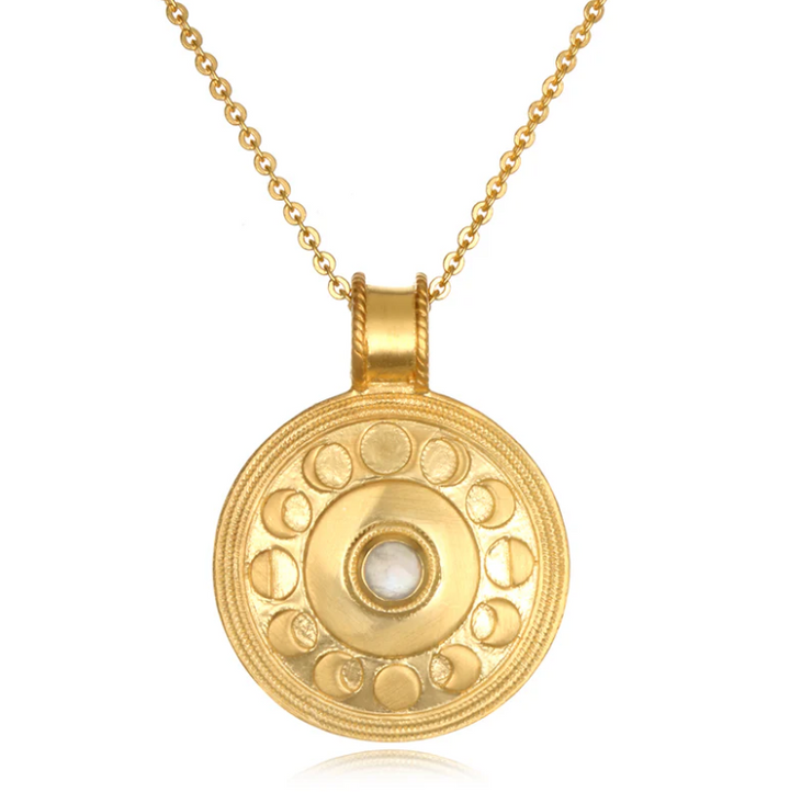 Moonstone Gold Moon Necklace