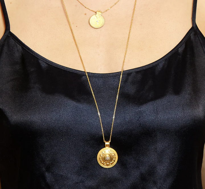 Moonstone Gold Moon Necklace