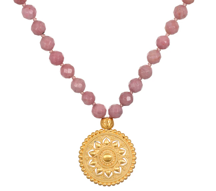 Rhodonite Mandala Mala Necklace
