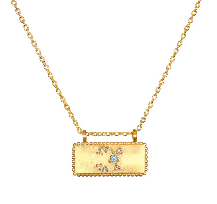 Sagittarius Blue Topaz White Topaz Necklace