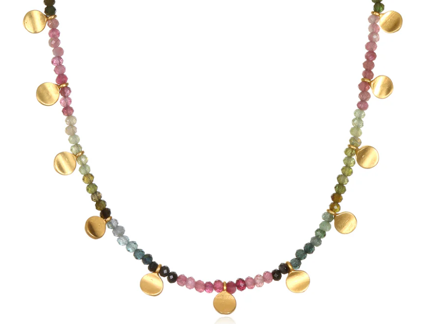 Tourmaline Gold Moon Choker Necklace