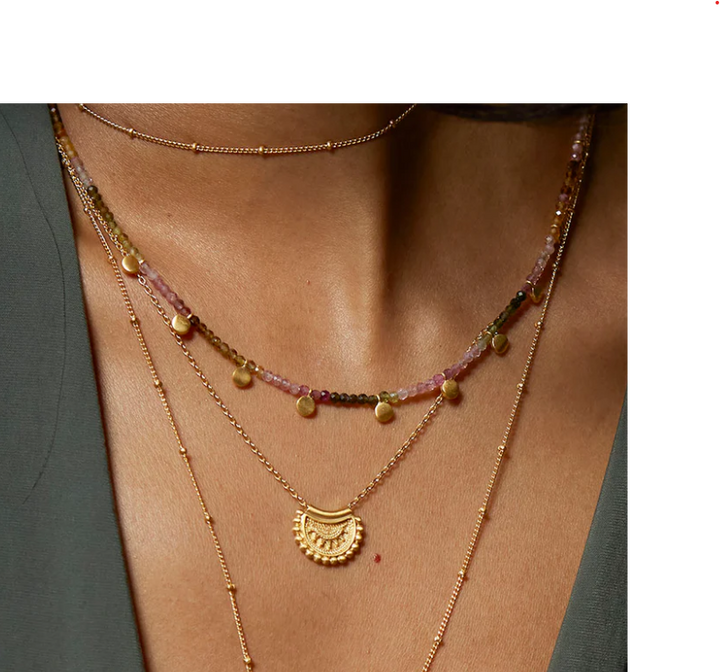 Tourmaline Gold Moon Choker Necklace
