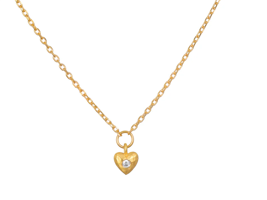 White Topaz Mini Heart Pendant Necklace
