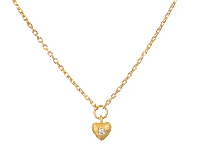 White Topaz Mini Heart Pendant Necklace