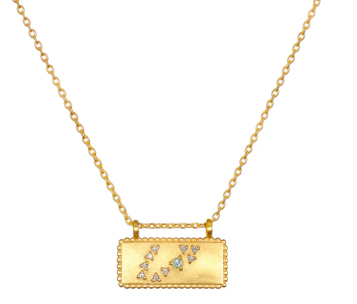 Pisces Aquamarine White Topaz Necklace