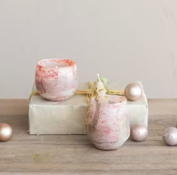 Glass Votive Pink Marble