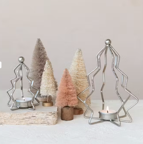 Tealight Holder Metal Tree Shaped | Silver