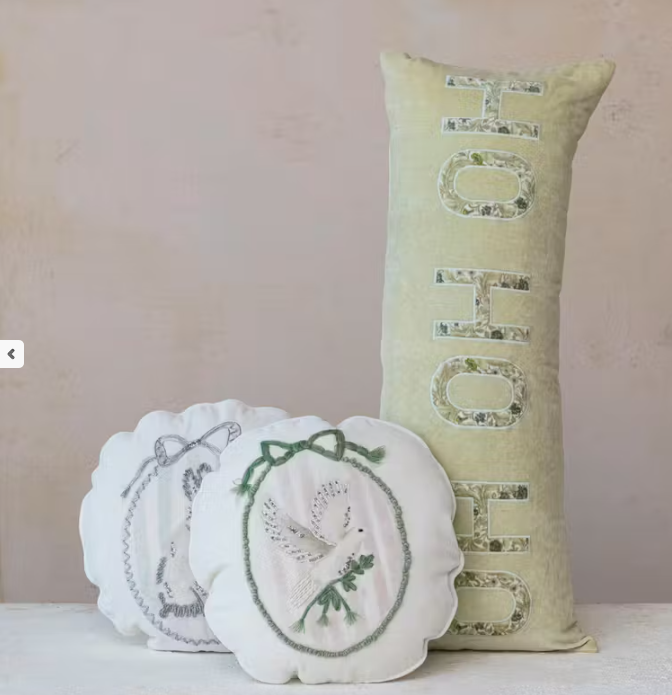 Cotton Lumbar With Ho Ho Ho Decorative Pillow