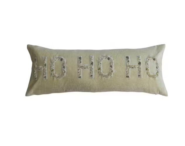 Cotton Lumbar With Ho Ho Ho Decorative Pillow