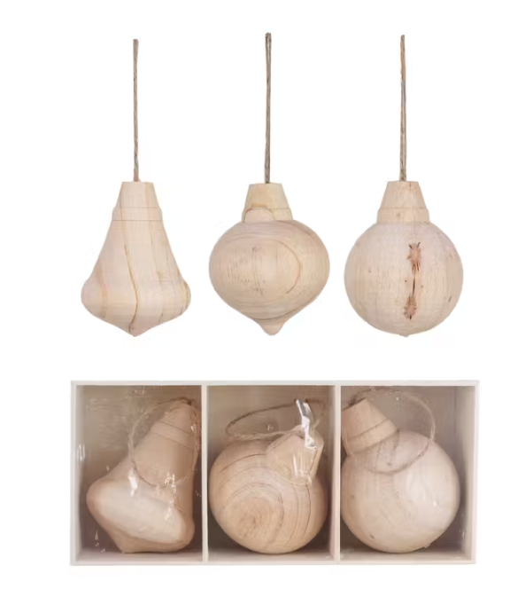Ornaments Wood  Natural Boxed