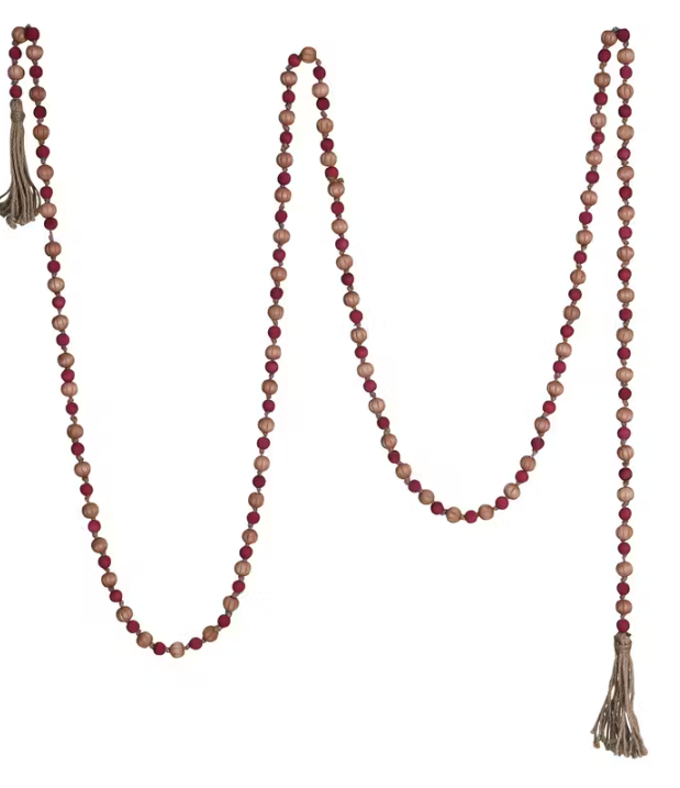 Garland  Paulownia Wood Bead With Jute Tassels