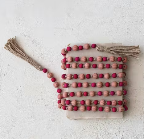 Garland  Paulownia Wood Bead With Jute Tassels