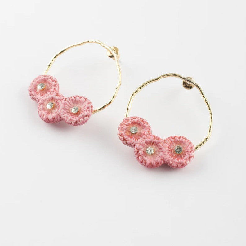 Earrings Thistle Flowers Circle