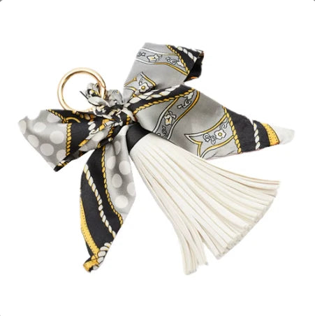 Faux Leather Tassel w/ Scarf Bag Charms