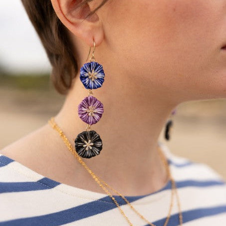 Big Aster Flowers Pendant Earrings