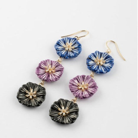 Big Aster Flowers Pendant Earrings