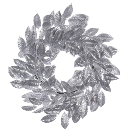 24" Silver Gardenia Glitter Wreath