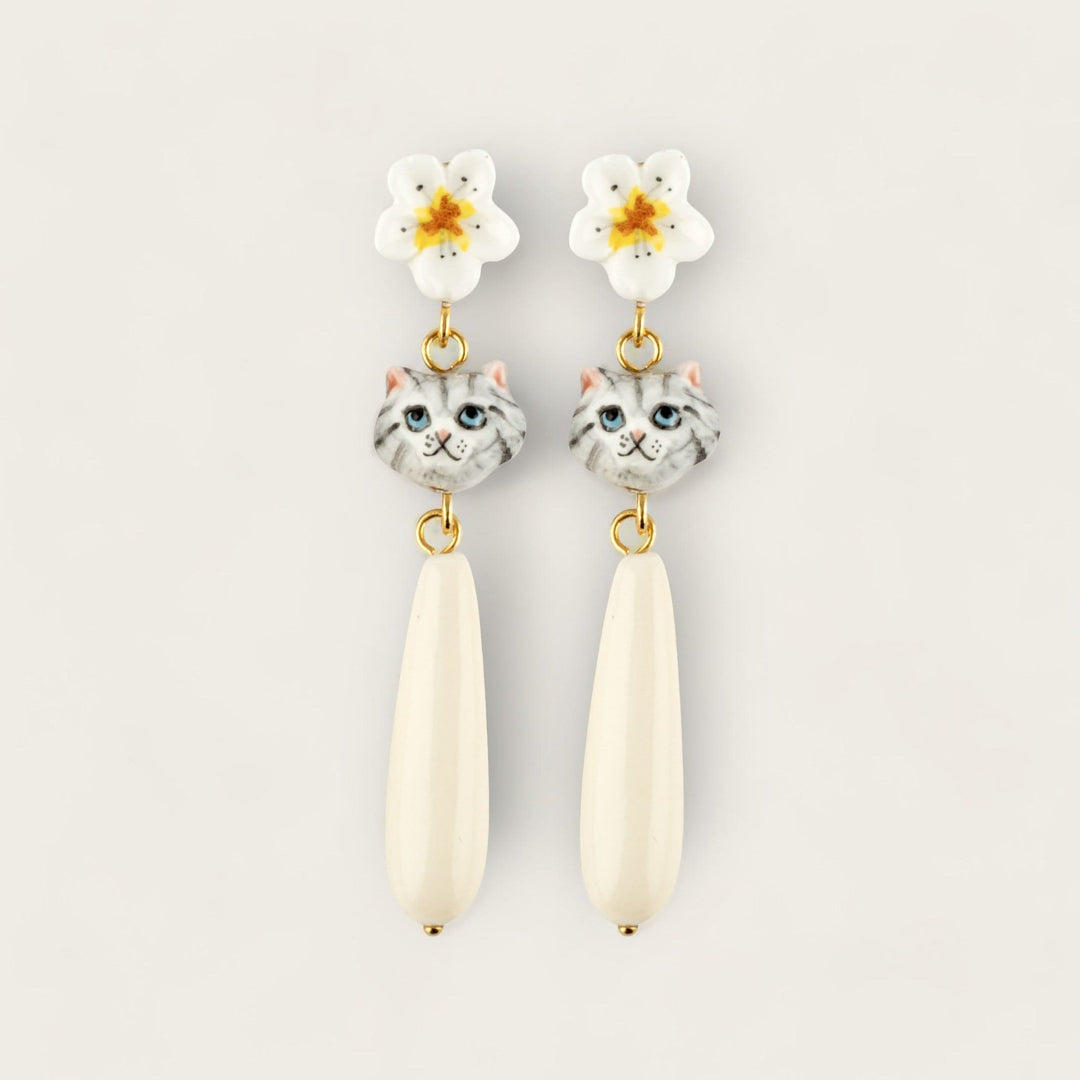 Harvest Time Cat Ivory Drop Earrings